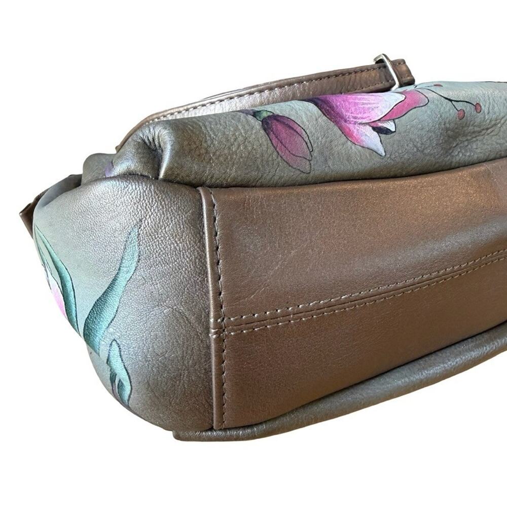 Anuschka Floral Leather Painted Crossbody Purse Handbag Shoulder Bag 8x7x3 - Picture 7 of 13